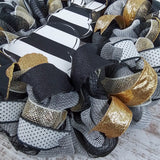 Black and White Easter Wreath - Gold-Accented Bunny Design - Versatile Indoor/Outdoor Easter Decor