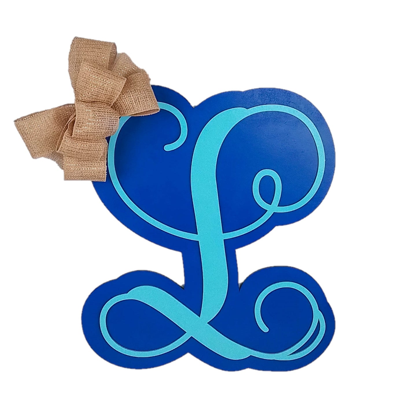 Custom Monogram Gift Door Hanger - Christmas Gift for Mom - Wood Letter Initial Wreath - Gold Burlap Bow - LOTS OF COLORS