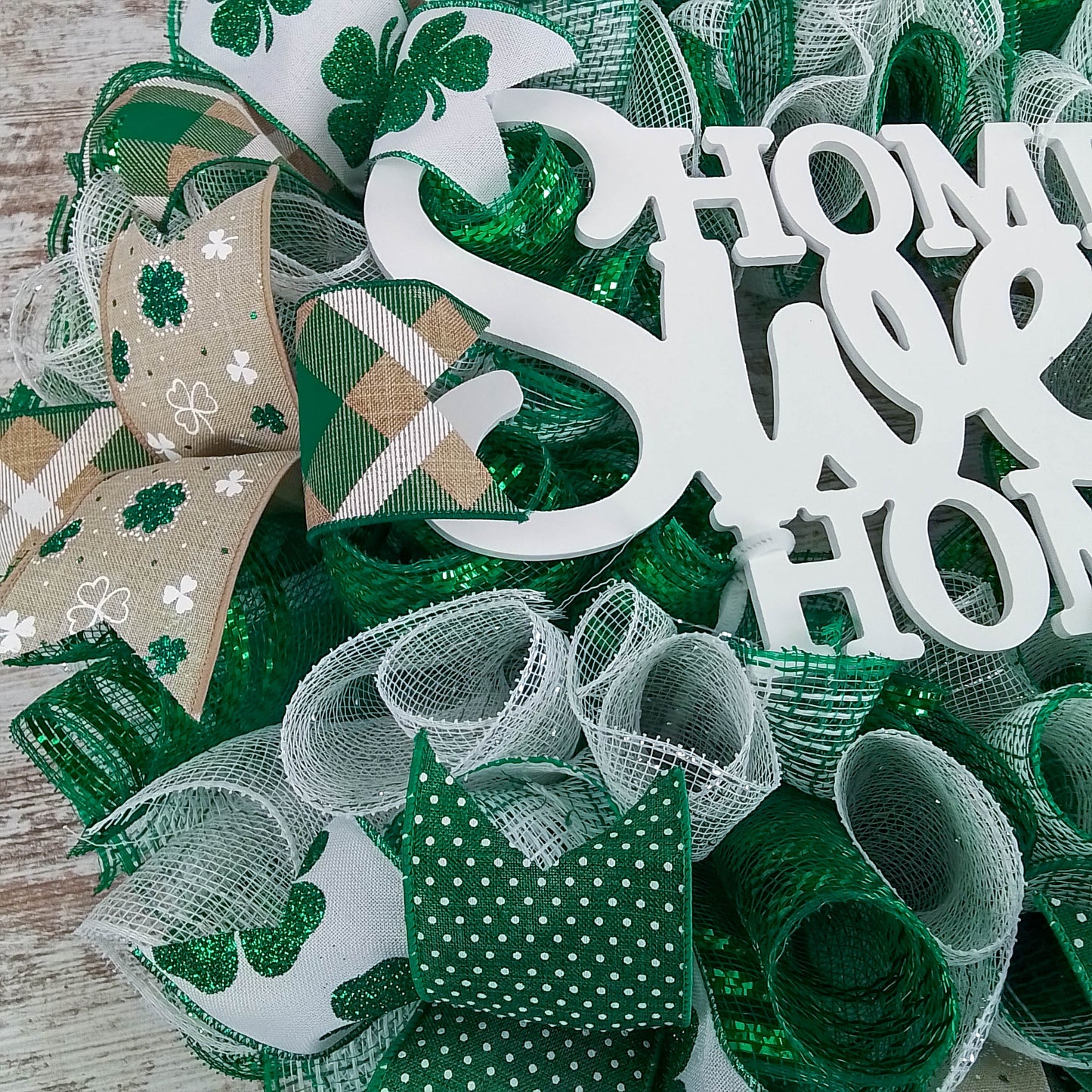 St Patricks Wreaths for Front Door, Home Sweet Home Green White