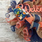 Decorative Welcome Wreath, Home Décor Gift, Peach and Navy Blue Wreath