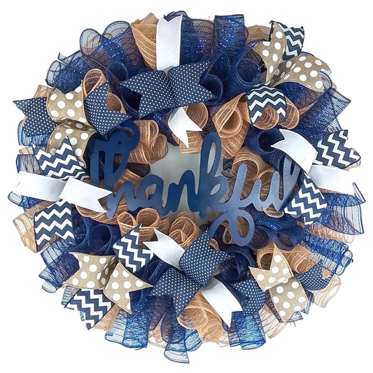 Rustic Burlap Wreath, Thanksgiving Home Decor, Fall-Themed Event Accessory