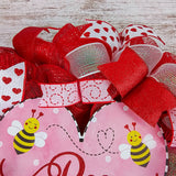 Bee Mine Valentine's Day Wreath - Red White V-Day