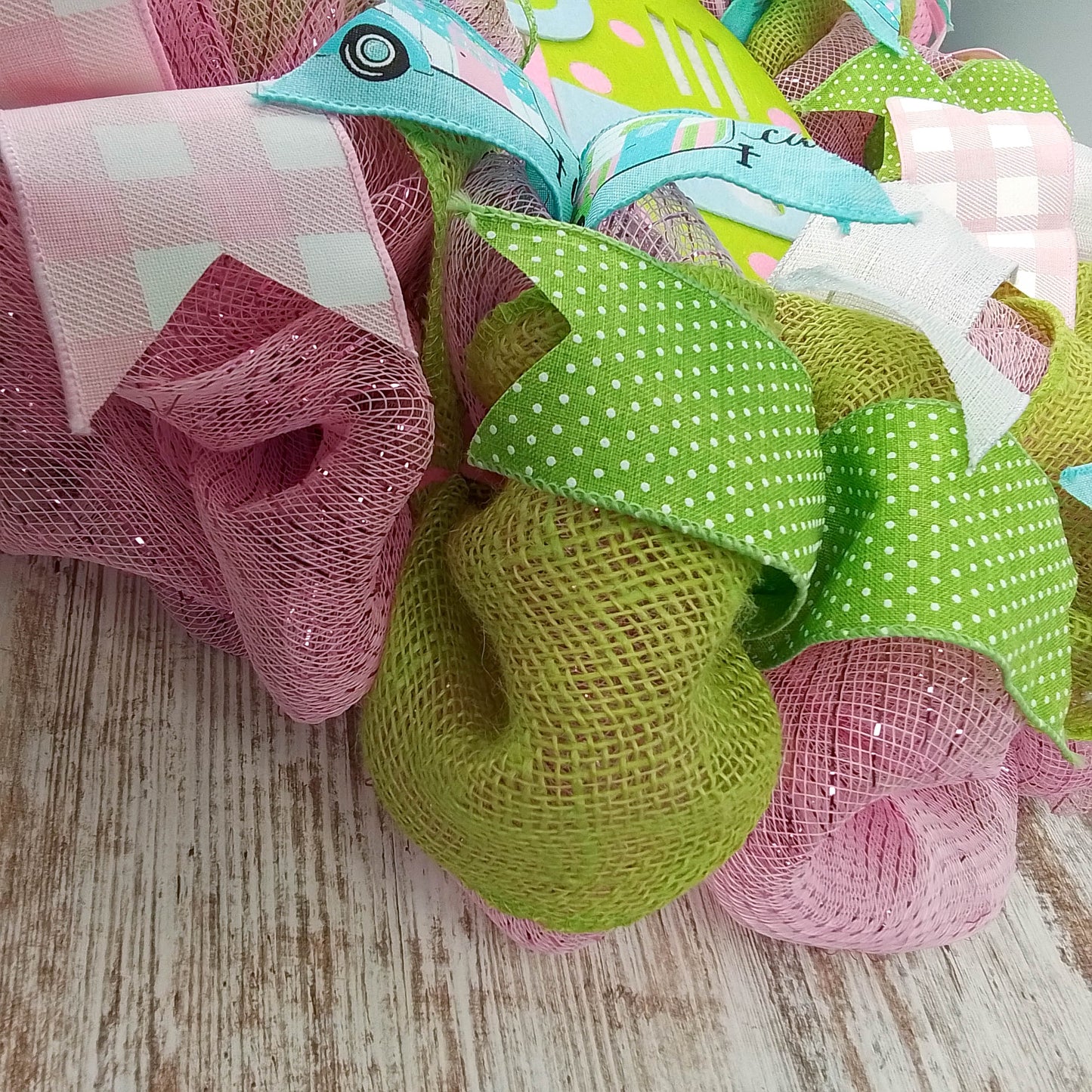 Camper Wreath - Camping Spring Summer Welcome Deco Mesh Wreath - Pink Turquoise Lime Green