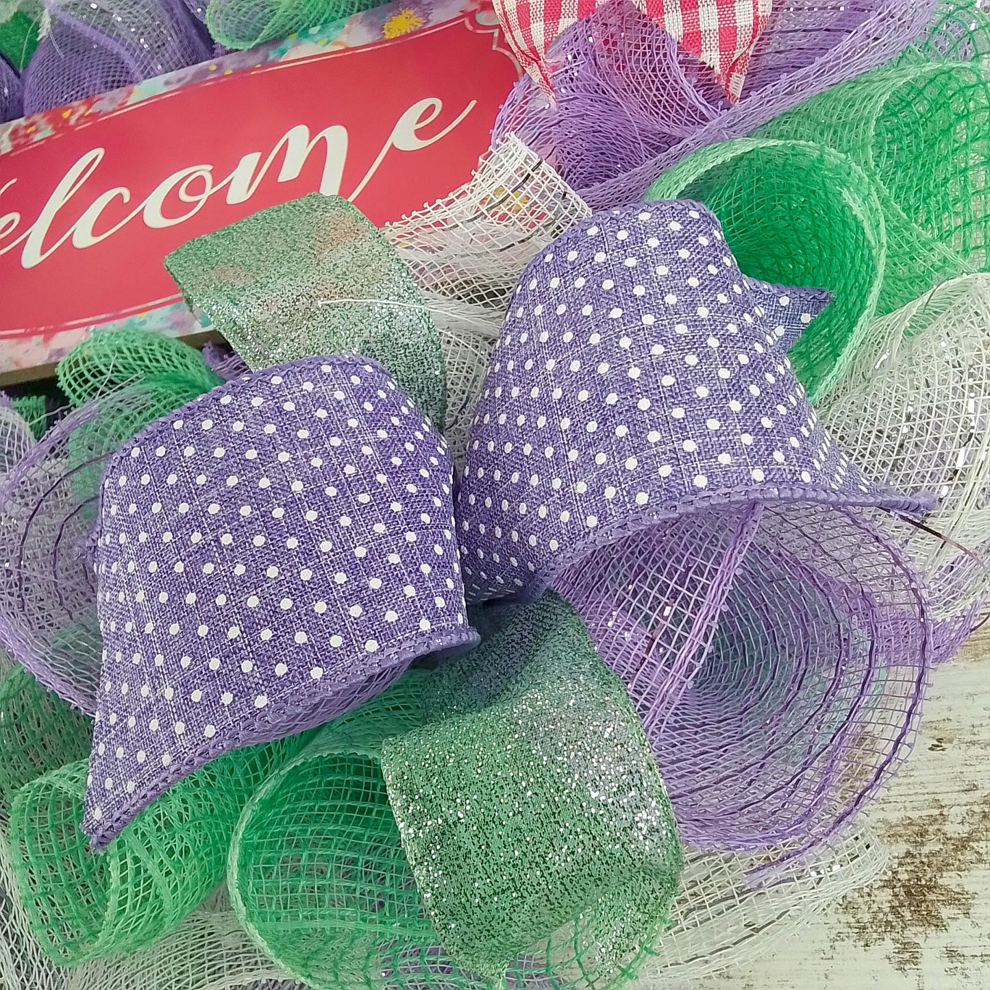 Welcome Floral Welcome Wreath - Everyday Watercolor Spring Decor - Wedding Gift - Purple Mint Pink