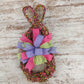 Spring Easter Bunny Grapevine Wreath - Confetti Bunny Door Hanger Bow Gingham Door Decor; Pink Purple Green