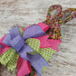 Spring Easter Bunny Grapevine Wreath - Confetti Bunny Door Hanger Bow Gingham Door Decor; Pink Purple Green