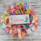 Welcome Rainboot Wreath - Spring Door Wreaths - Turquoise Yellow Coral | Gift for Mom's Birthday