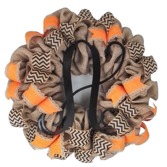 Natural Burlap Wreath, Rustic Home Decor, Personalized Monogram Door Hanging