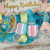 Pastel Birthday Wreath for Front Door - Everyone Happy Birth Day Decor - Family Pink Red Blue White Yellow Gold