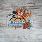 Hello Pumpkin Door Hanger, Birch Wood Fall Decor, Seasonal Front Door Decoration