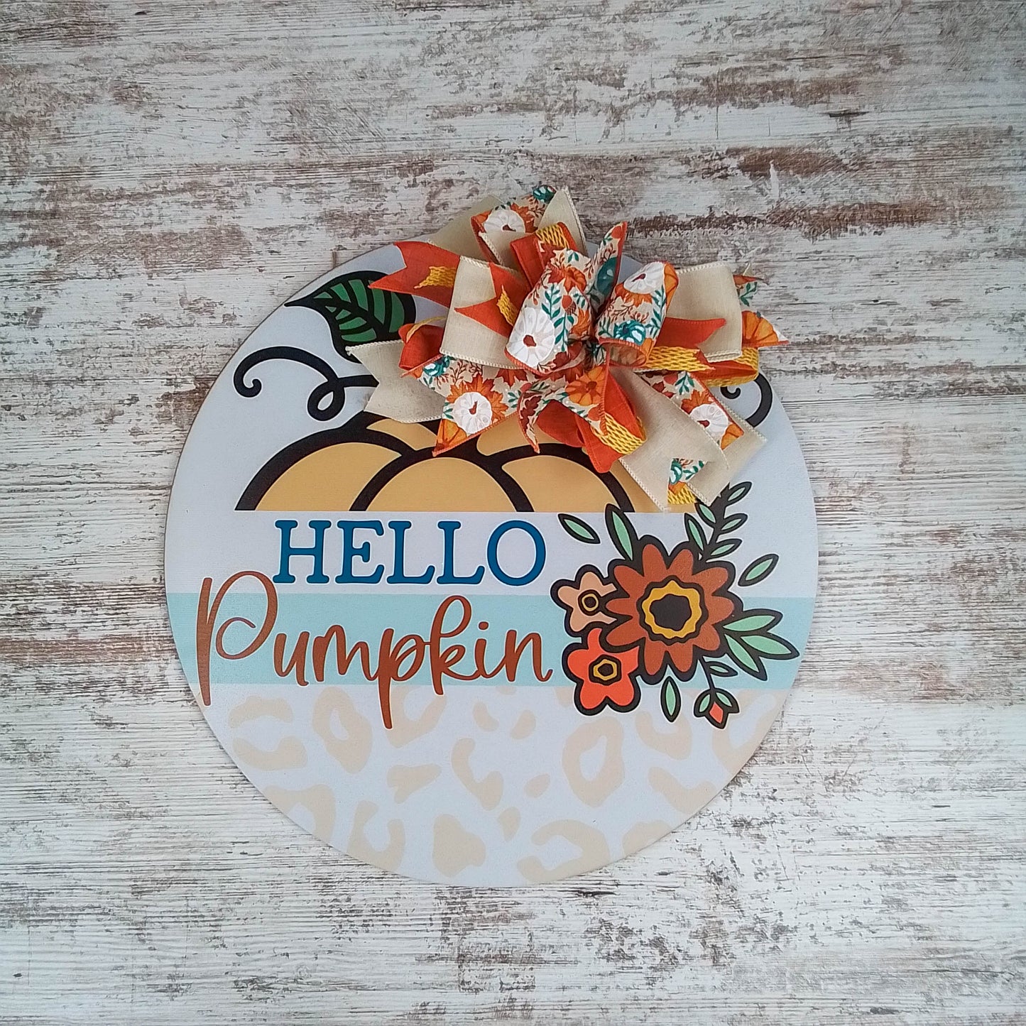 Hello Pumpkin Door Hanger, Birch Wood Fall Decor, Seasonal Front Door Decoration