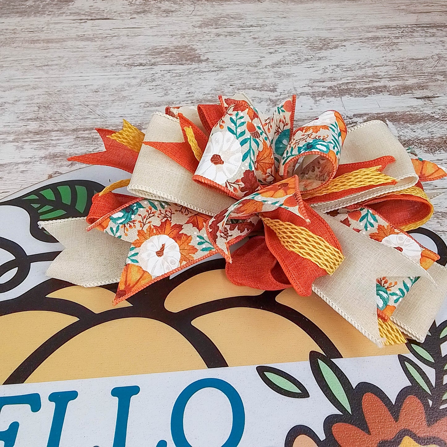 Hello Pumpkin Door Hanger, Birch Wood Fall Decor, Seasonal Front Door Decoration