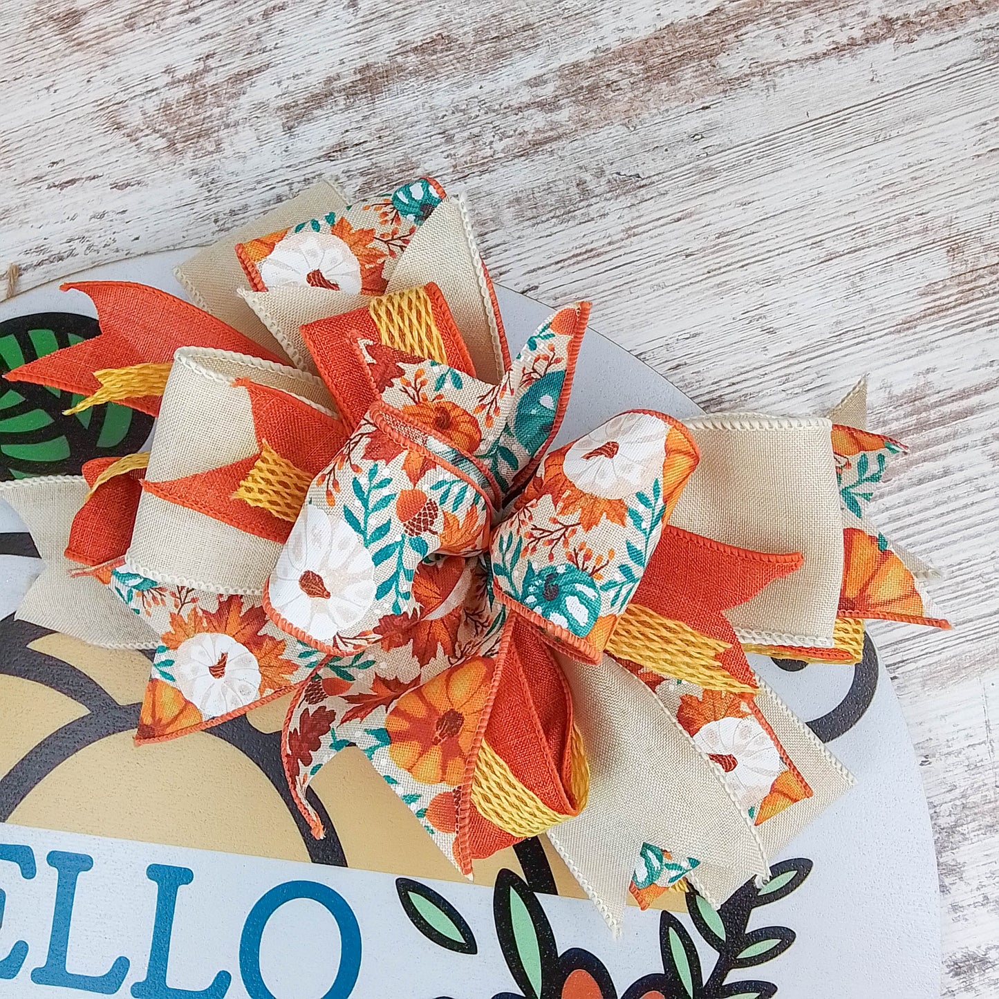Hello Pumpkin Door Hanger, Birch Wood Fall Decor, Seasonal Front Door Decoration
