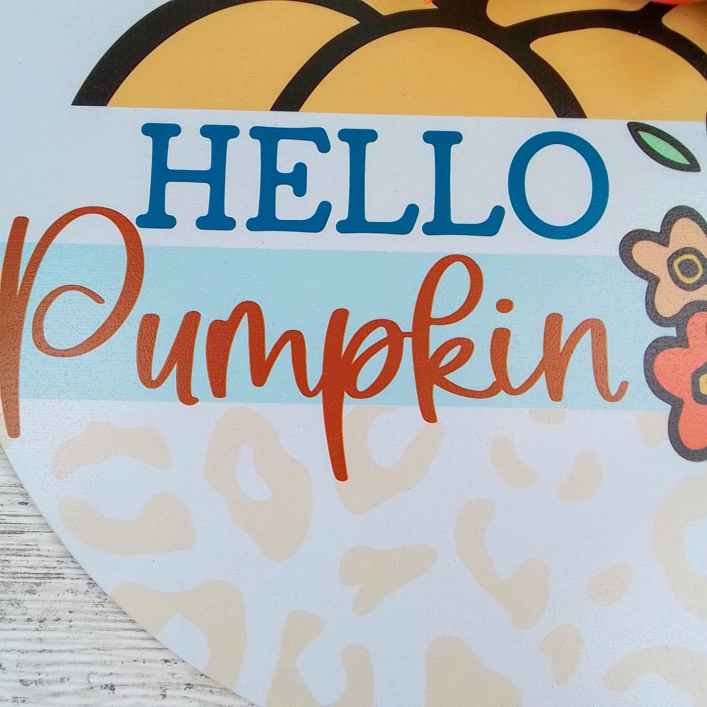 Hello Pumpkin Door Hanger, Birch Wood Fall Decor, Seasonal Front Door Decoration
