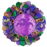 Louisiana-inspired Wreath for Mardi Gras - Celebrate Fat Tuesday Decor - Vibrant Purple and Green Door Accessories