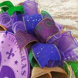 Louisiana-inspired Wreath for Mardi Gras - Celebrate Fat Tuesday Decor - Vibrant Purple and Green Door Accessories