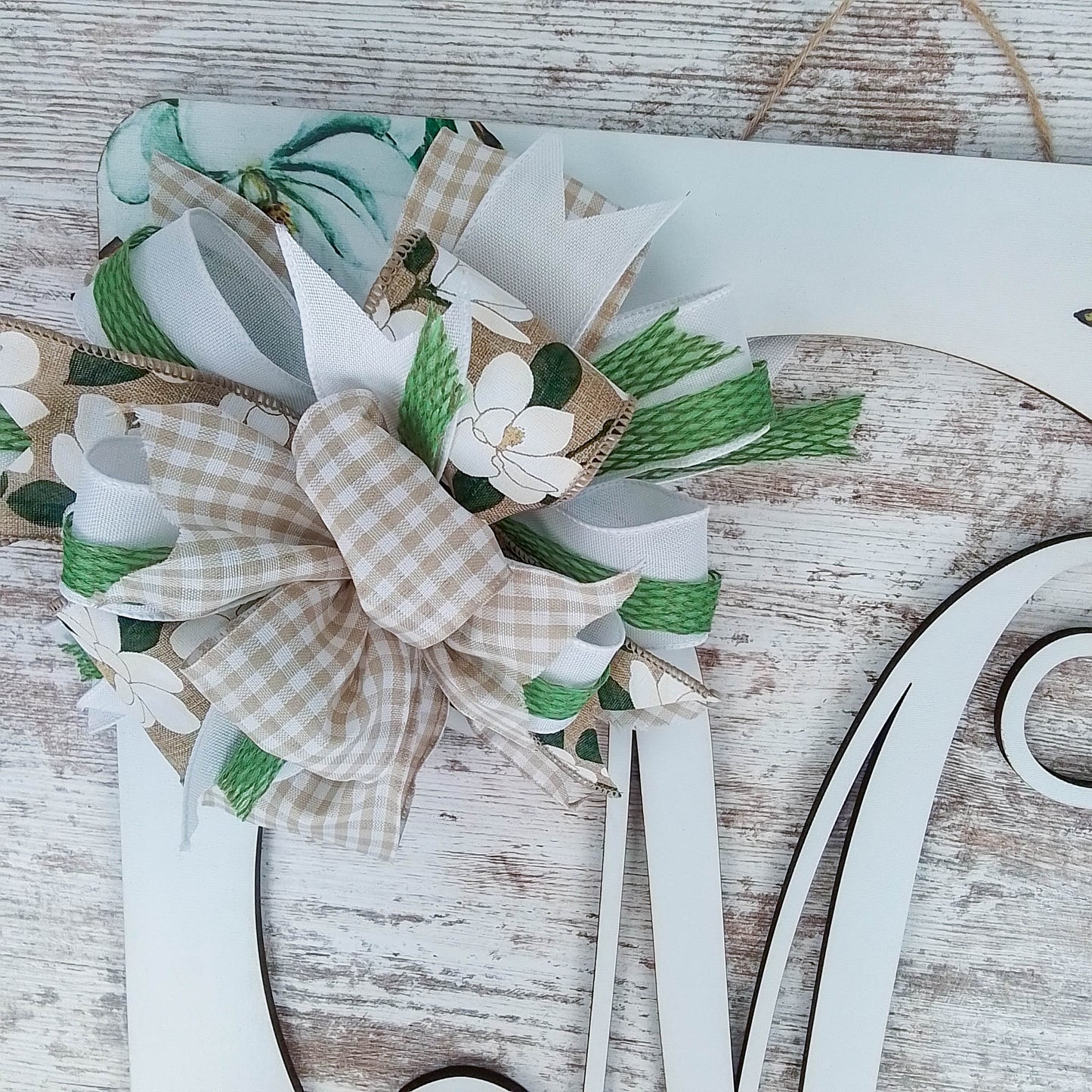 Personalized Door Hanger, Magnolia Monogram Decor, Customizable Floral Wreath