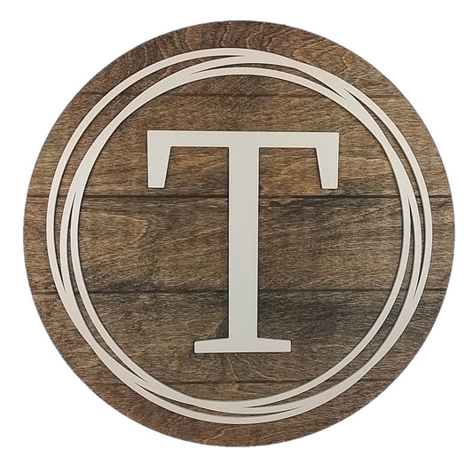 Personalized Door Hanger, Rustic Monogram Decor, Birch Wood Round Sign