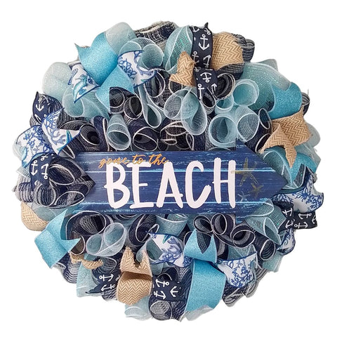 Beach Themed Wreath, Ocean Inspired Home Decor, Nautical Front Door Decoration