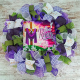 He is Risen - Easter Wreath - Purple and Green Decorative Wreath - Church Door Decor