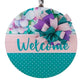 Welcome Door Hanger, Floral Spring Decor, Oversized Bow Door Decoration