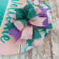 Welcome Door Hanger, Floral Spring Decor, Oversized Bow Door Decoration