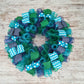 Everyday Monogram Mesh Door Wreath | Navy Blue Emerald Green Turquoise
