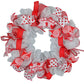 Valentine's Day Red & White Mesh Wreath – Handmade Heart & Swirl Ribbon Décor