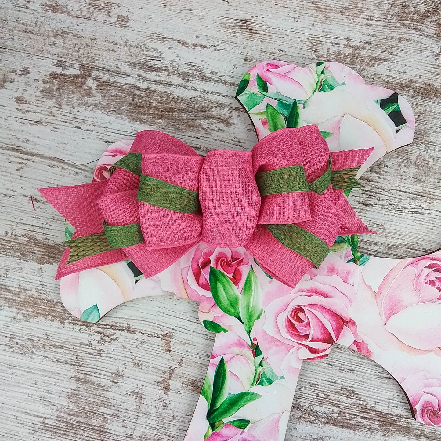 Christian Cross Door Hanger, Floral Birch Wood Decoration, Spiritual Home Décor