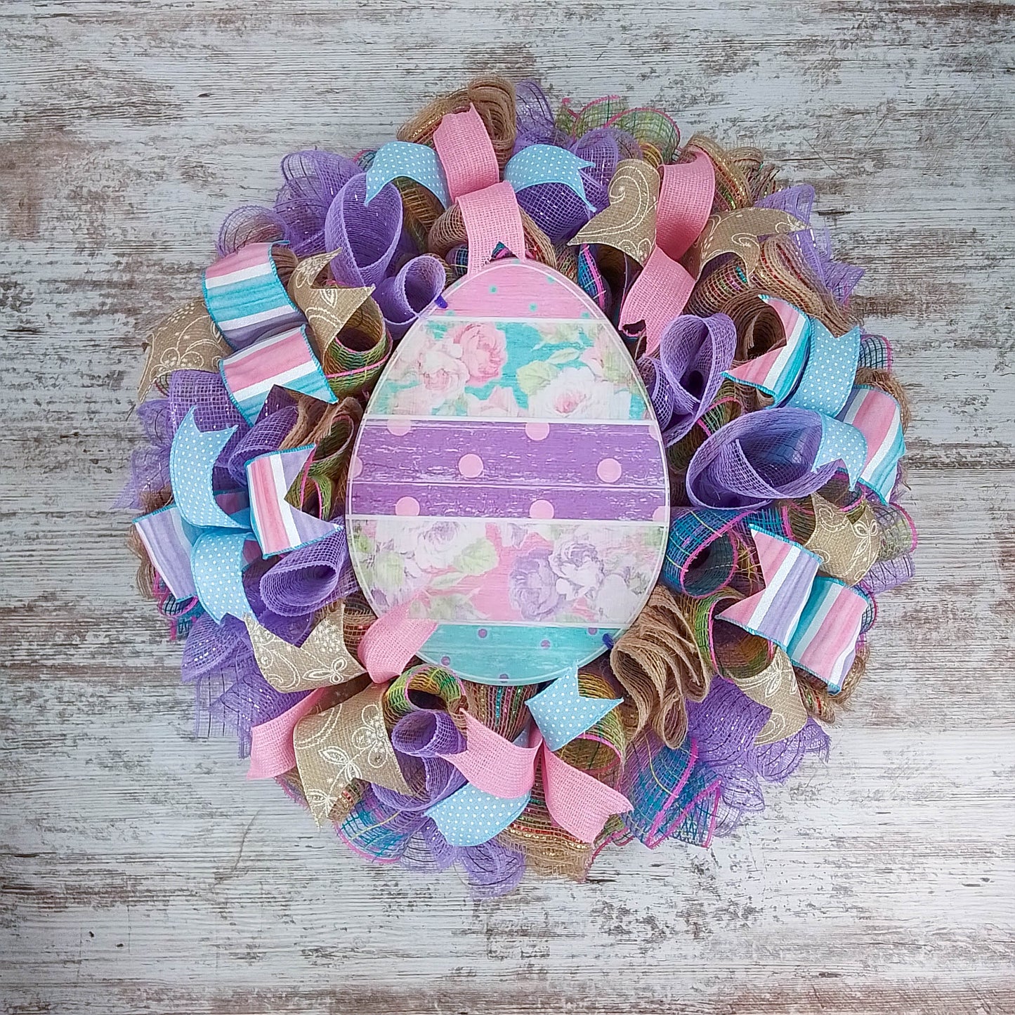 Happy Easter Wreaths for Front Door - Egg Decor - Purple Lavender Pink Yellow