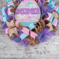 Happy Easter Wreaths for Front Door - Egg Decor - Purple Lavender Pink Yellow