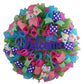 Colorful Deco Mesh Wreath, Welcome Door Decoration, Festive Event Decor