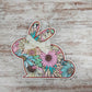 Bunny-Shaped Door Hanger, Springtime Floral Pattern, Handmade Wood Decor