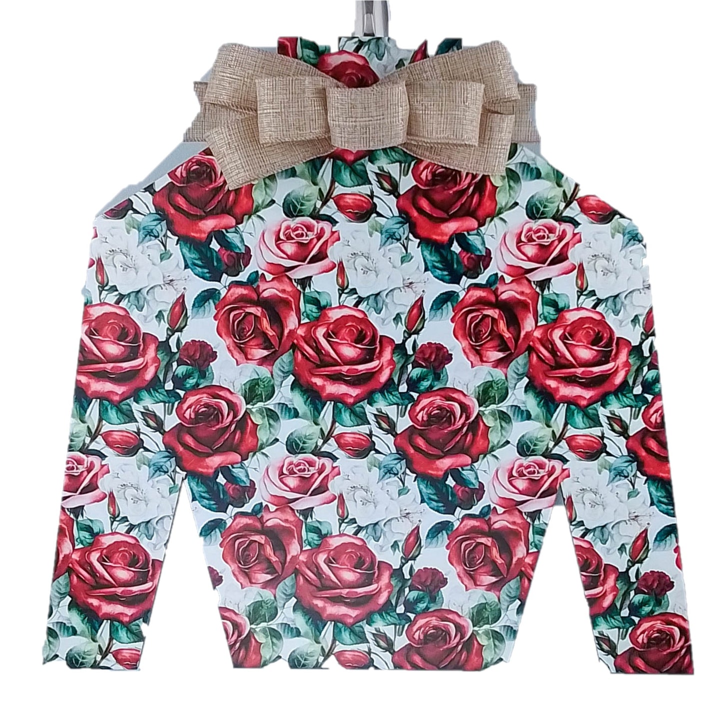 Derby Jockey Silk - Floral Red Rose Racing Door Decoration - Red Green White Burlap - Bridal Shower Front Door Decorations