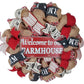 Welcome to Our Farmhouse Wreath - Rustic Burlap Everyday Decor - Red Black Burlap Mother's Day Gift