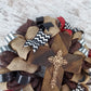 Maroon and Black Cross Mesh Front Door Wreath