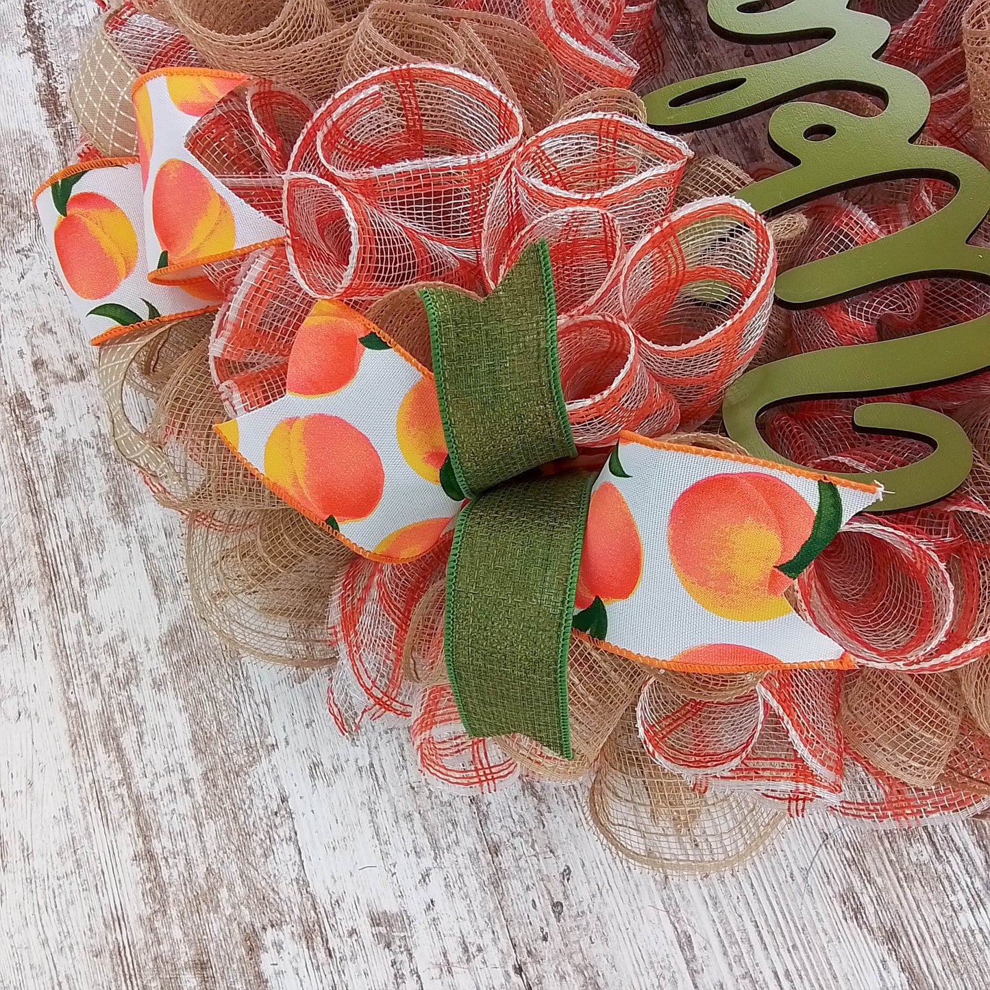 Peach Wreath, Spring Welcome Front Door Wreaths