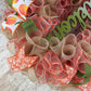 Peach Wreath, Spring Welcome Front Door Wreaths