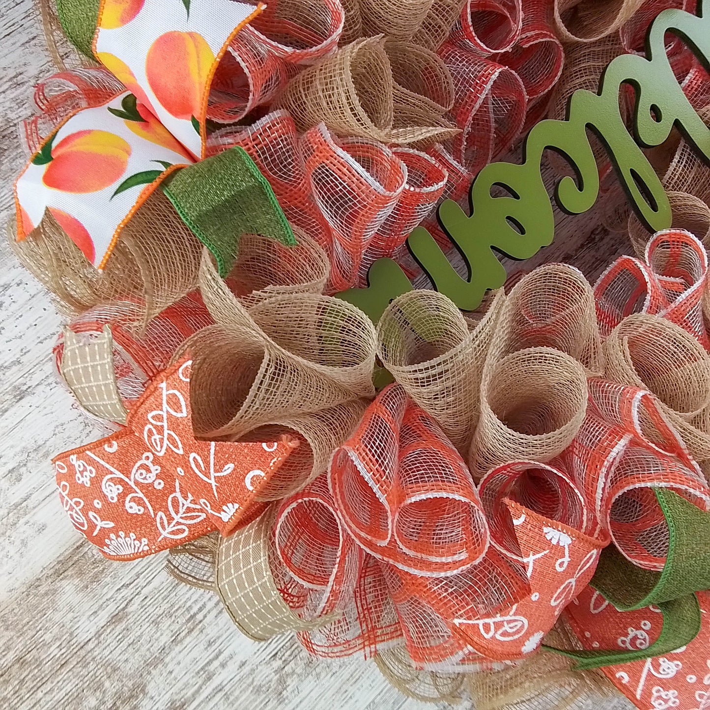 Peach Wreath, Spring Welcome Front Door Wreaths