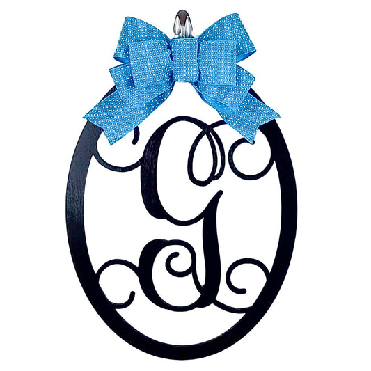 Customized Monogram Door Hanger, Birch Wood Oval Sign, Personalized Indoor and Outdoor Decor