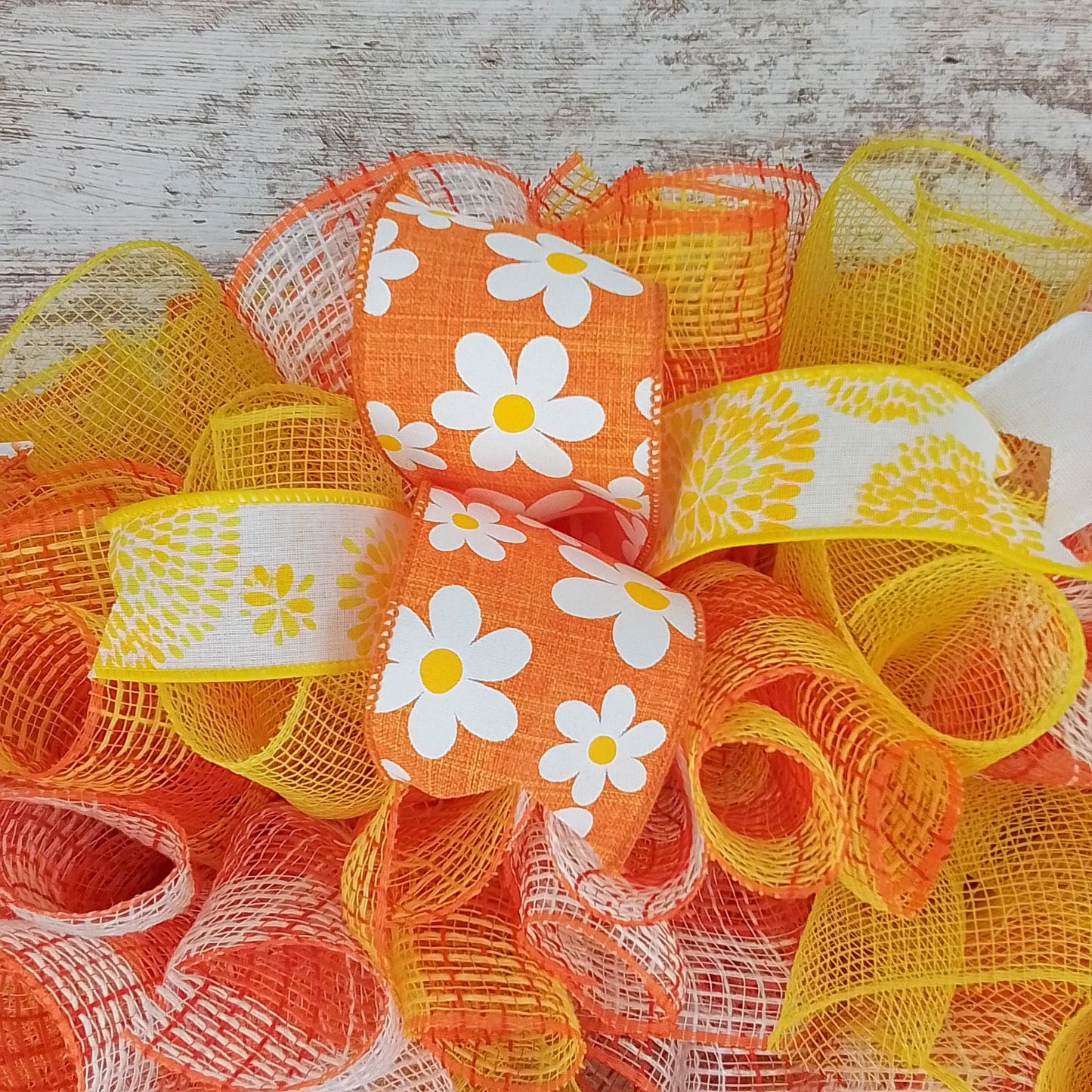 Bright Orange Wreath, Summer Mesh Wreaths, Welcome Yellow Spring Decor