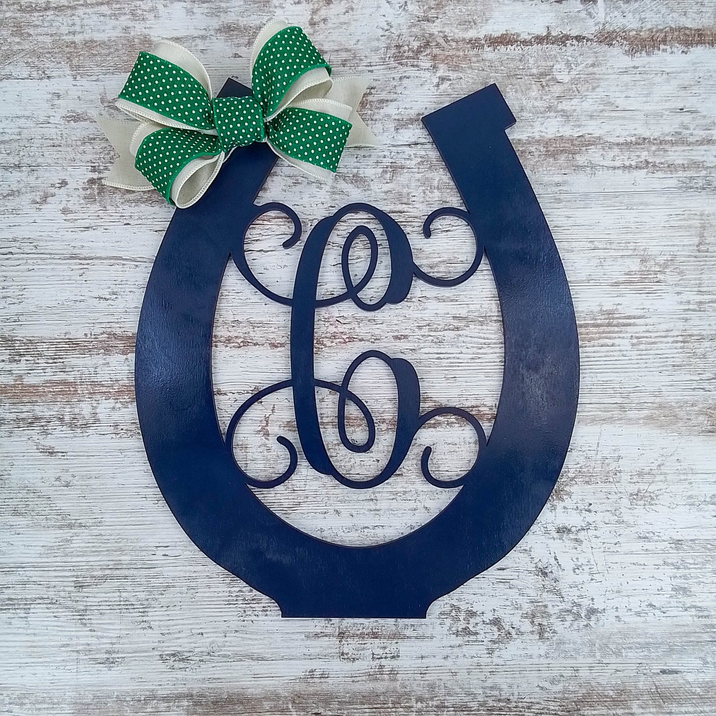 Kentucky Derby Door Hanger, Personalized Horseshoe Monogram, Nautical Home Decor