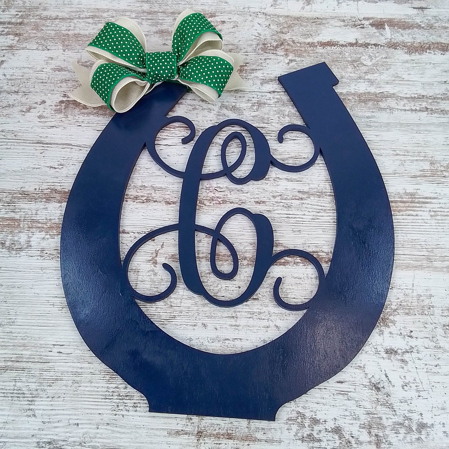 Kentucky Derby Door Hanger, Personalized Horseshoe Monogram