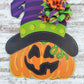 Witch's Costume and Jack-o'-lantern Door Hanger, Halloween Decorative Item, Birch Wood Seasonal Decoration