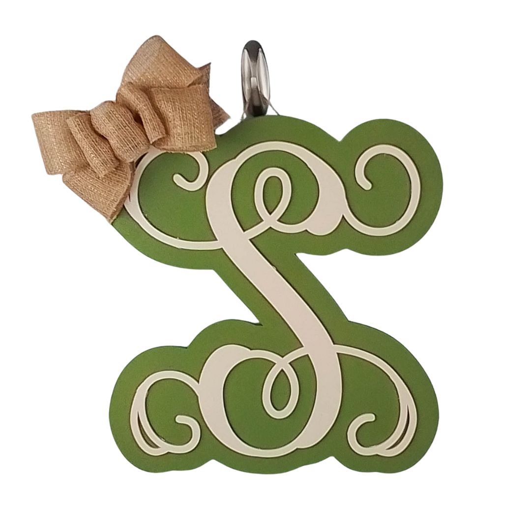 Custom Monogram Gift Door Hanger - Christmas Gift for Mom - Wood Letter Initial Wreath - Gold Burlap Bow - LOTS OF COLORS