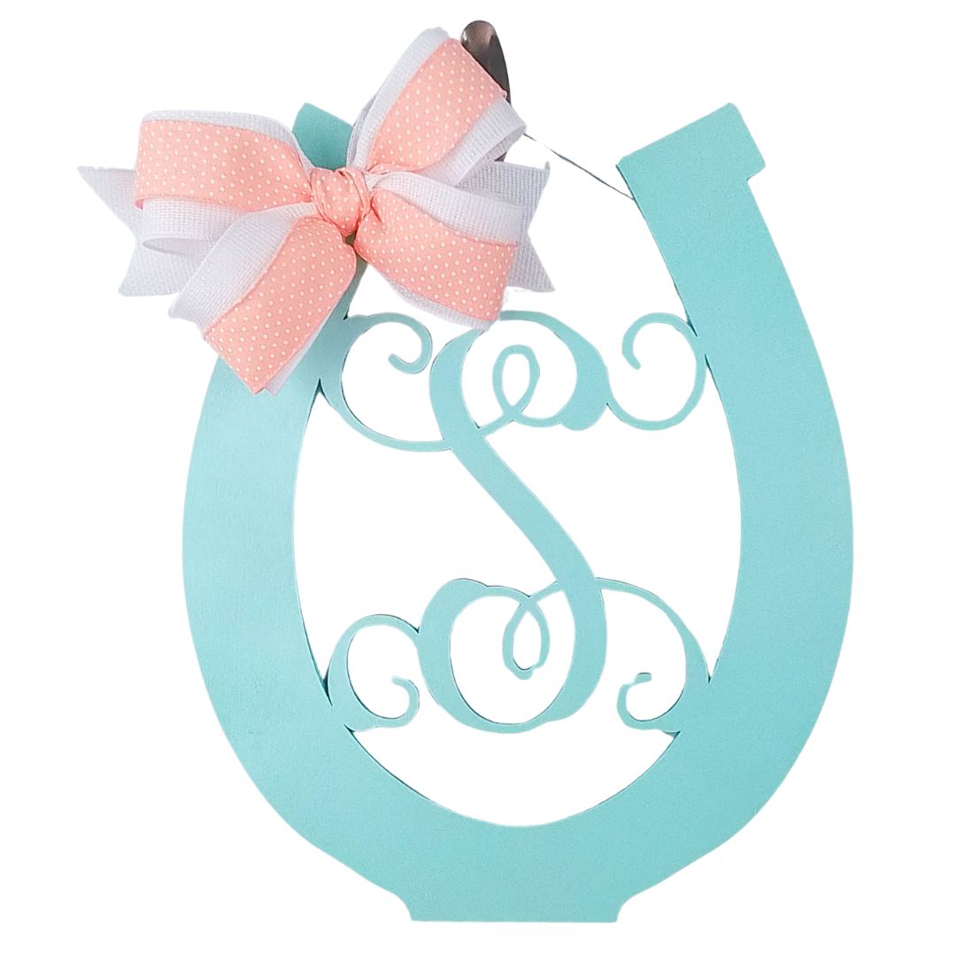 Monogram Door Hanger, Horseshoe Good Luck Charm, Kentucky Derby Decor