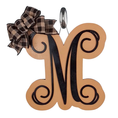 Custom Monogram Door Hanger, Birch Wood Letter Decor, Personalized Housewarming Gift