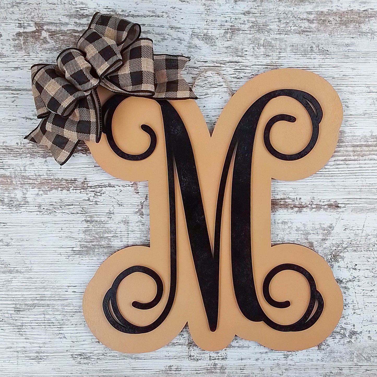 Custom Monogram Door Hanger, Birch Wood Letter Decor, Personalized Housewarming Gift