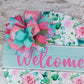 Floral Door Hanger, Pastel Round Wooden Sign, Cozy Home Decor