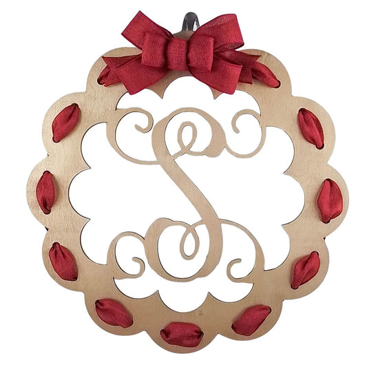 Birch Wood Door Hanger, Scalloped Edge Design, Letter Home Décor